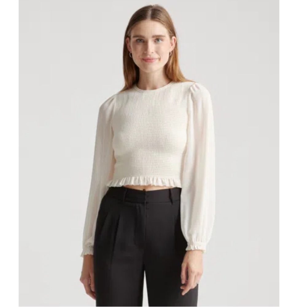 Quince Cream Long Sleeve Top